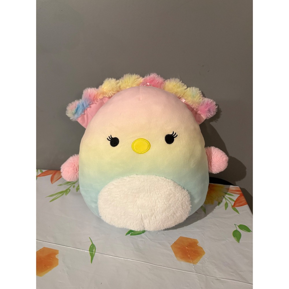 Squishmallows Elodie the Peacock 12 Inch Pastel Rainbow Ombre Plush Kellytoy